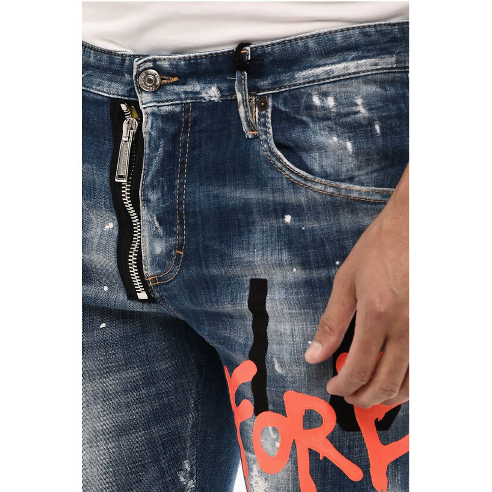 Dsquared² Slim Fit ICON FOREVER Jeans Splatter Effect 15 cm