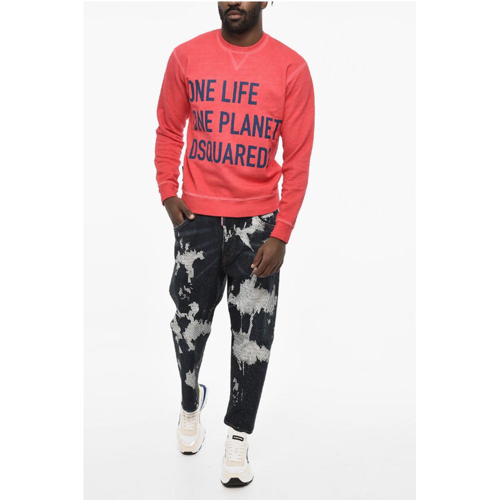 Dsquared² Cotton Crew-neck Sweatshirt with Frontal Maxi Print