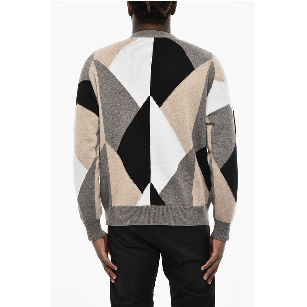 Dsquared² V-Neck Color Block Virgin Wool Cardigan