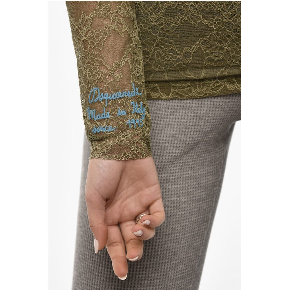 Dsquared² Solid Color Lace Top