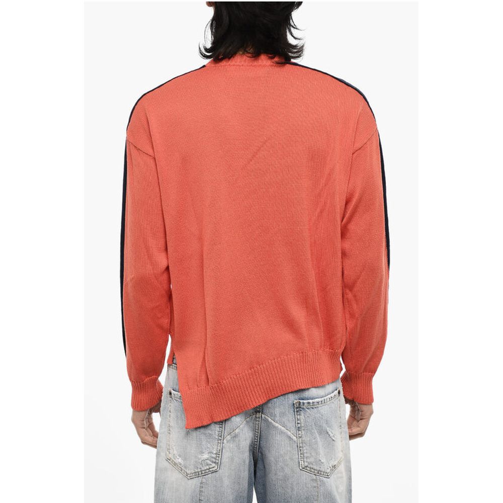 Dsquared² Asymmetrical Cut Crew-Neck Sweater with Contrasting Band