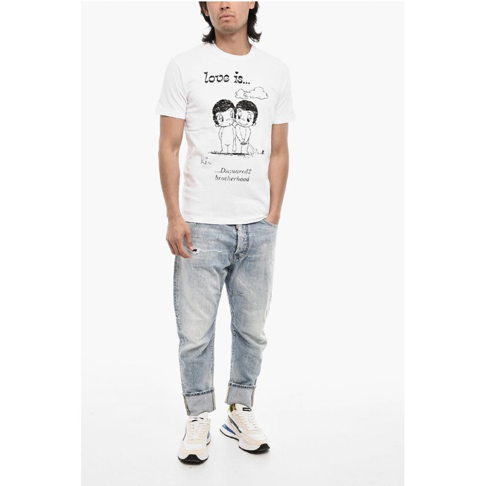 Dsquared² Cotton Crew-neck T-shirt with Embossed Print