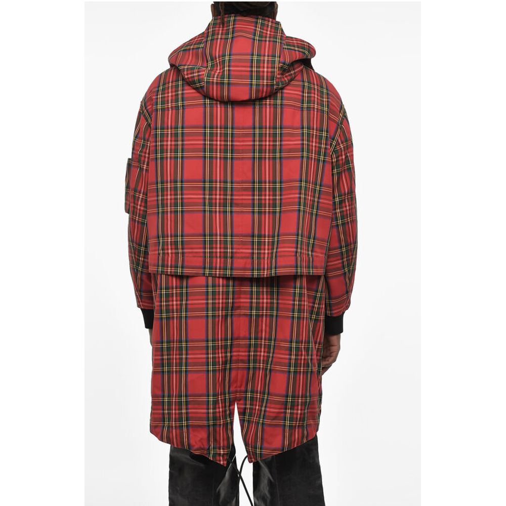 Dsquared² Checked Maxi Coat with Hidden Closure