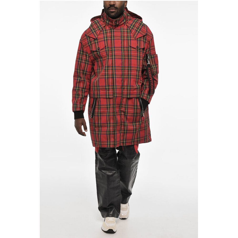 Dsquared² Checked Maxi Coat with Hidden Closure