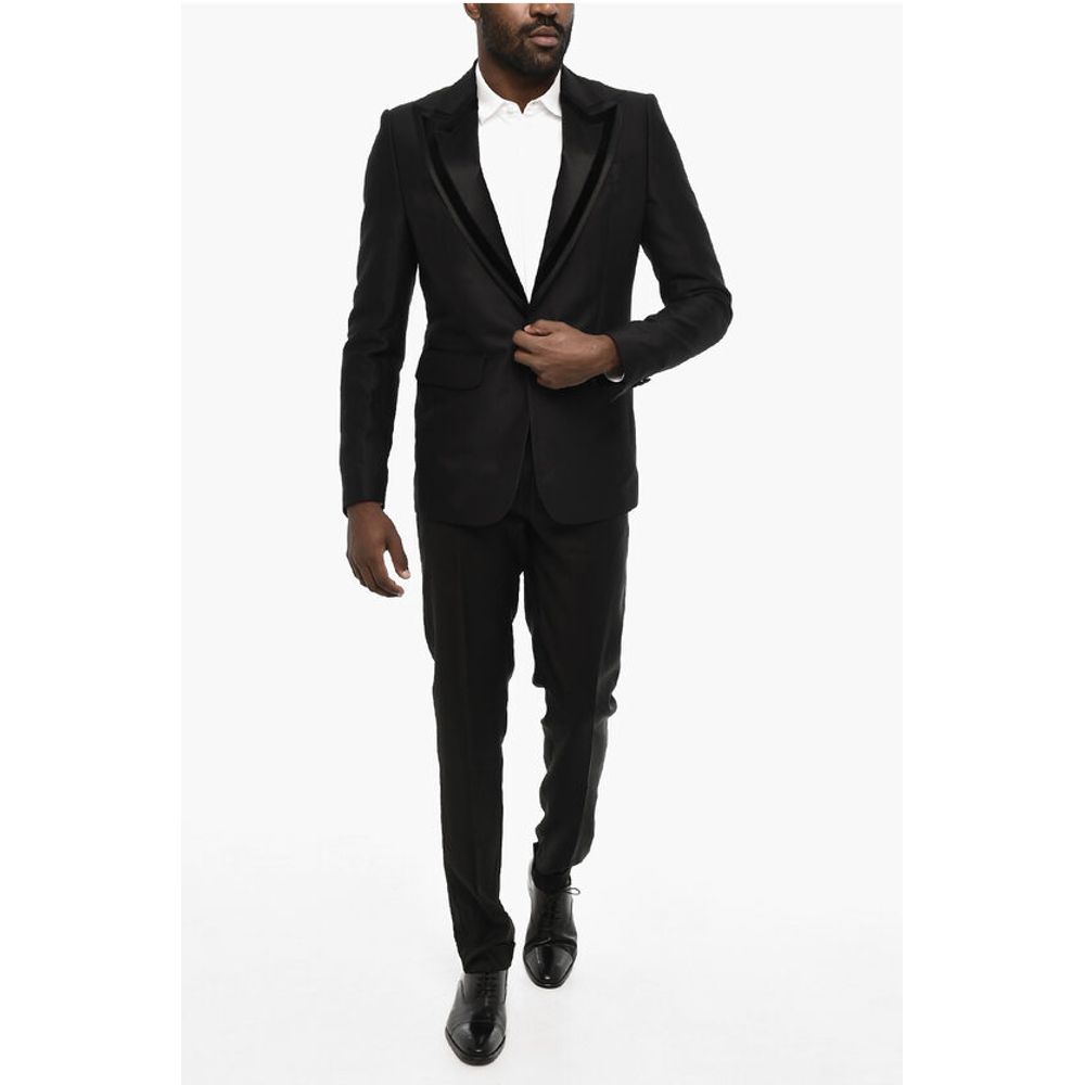 Dsquared² wool and silk side vents peak lapel 1-button blazer