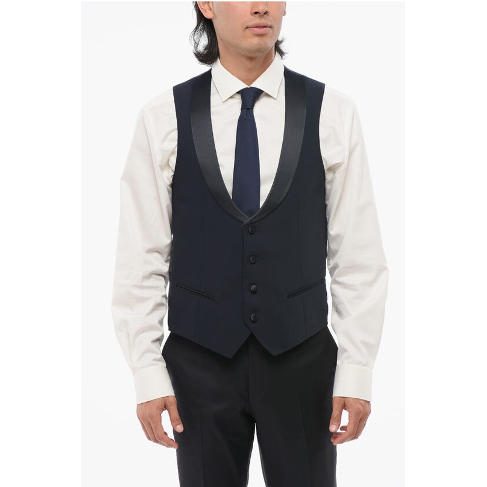 Corneliani CODE Virgin Wool Vest with Satin Detail