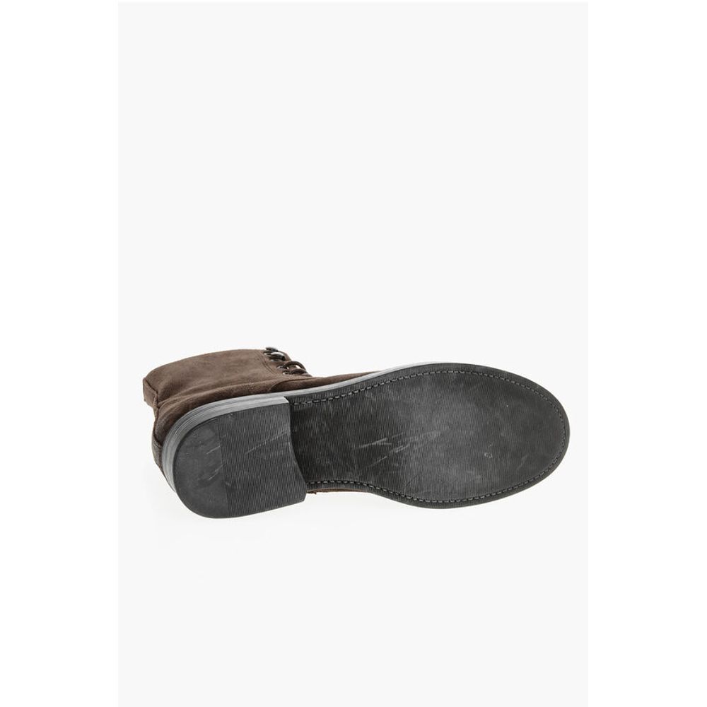 Corneliani Solid Color Suede Ankle Boots with Side Zip