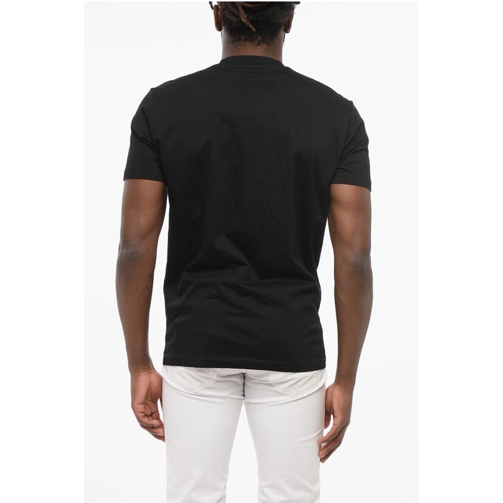 Dsquared² Solid Color Crew-neck T-Shirt Embellished with Rhinestones