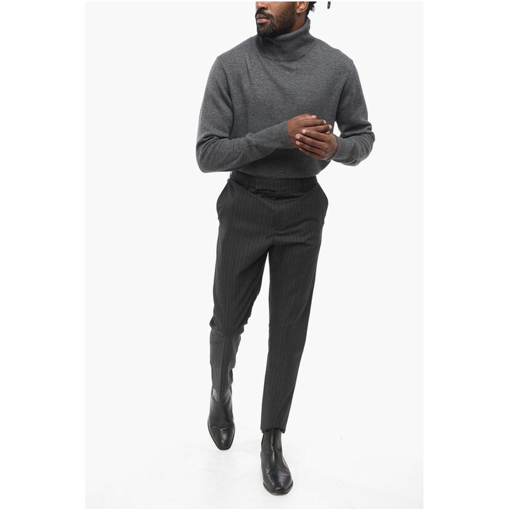 Celine Pinstriped Wool Pants with Belt Loops