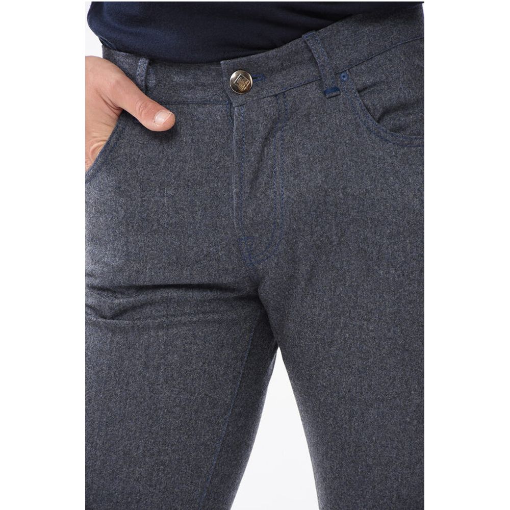 Corneliani ID Wool Pants with Buttoned Closure