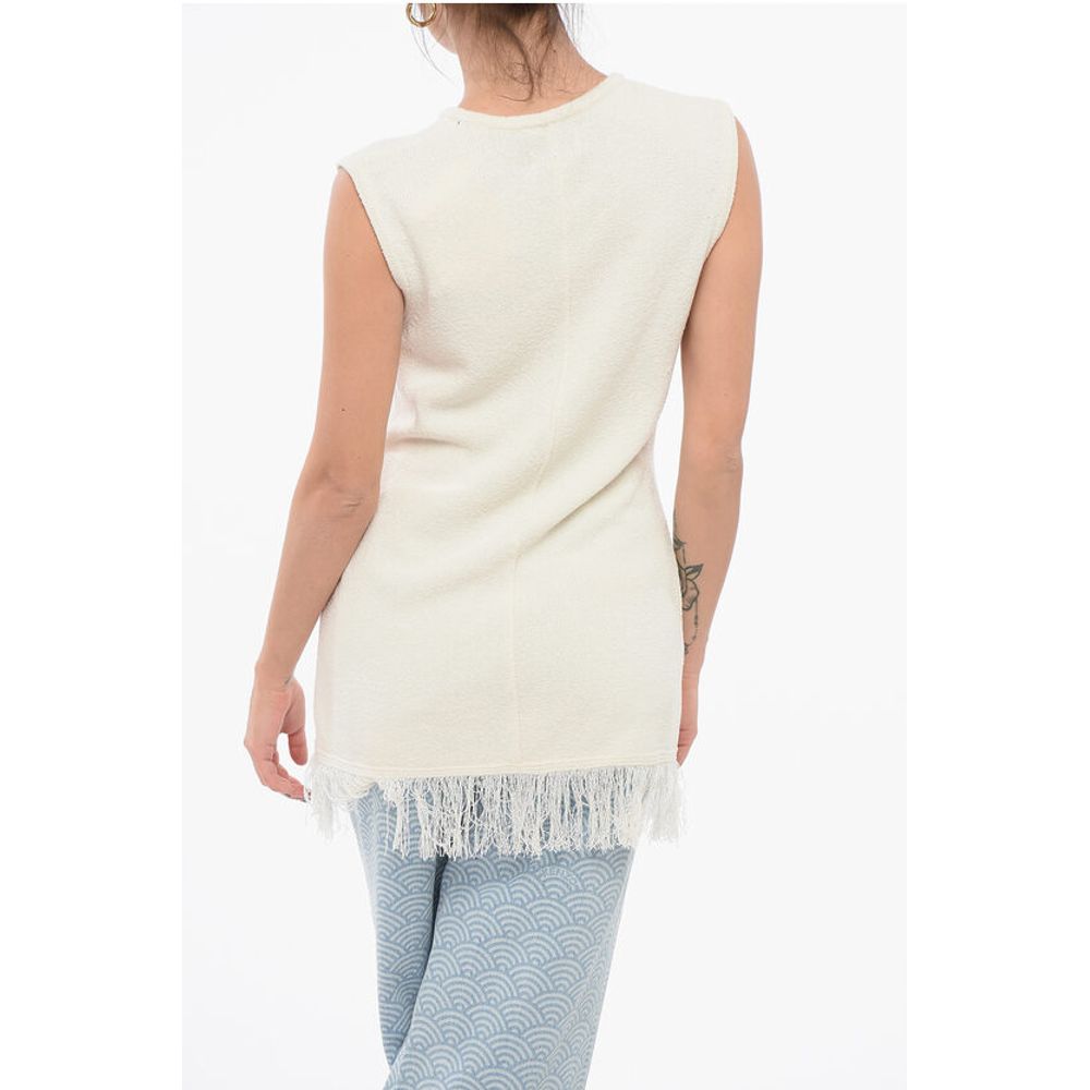 Loulou Studio Sleeveless Top with Fringed Bottom
