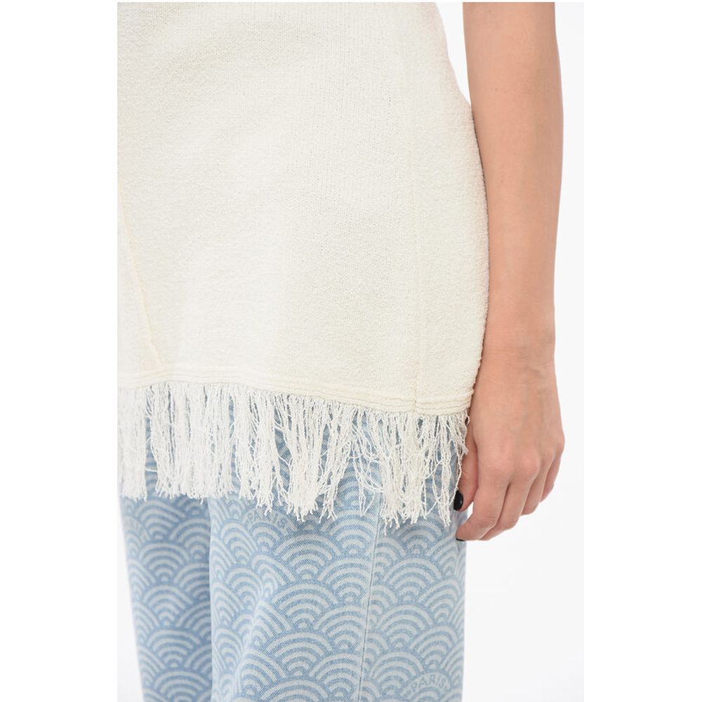 Loulou Studio Sleeveless Top with Fringed Bottom