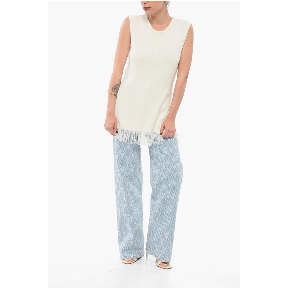 Loulou Studio Sleeveless Top with Fringed Bottom