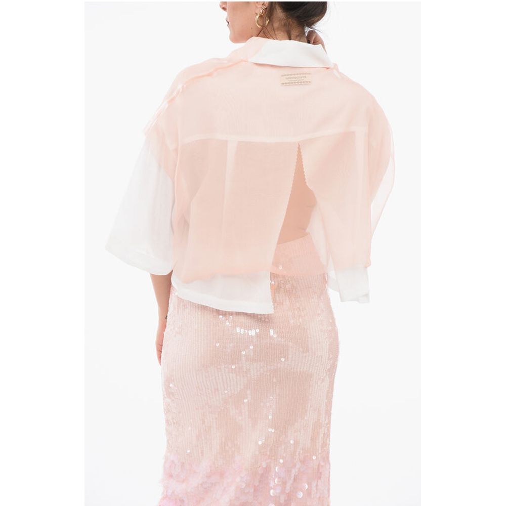 Undercover Cropped Blouse With Sheer Layer