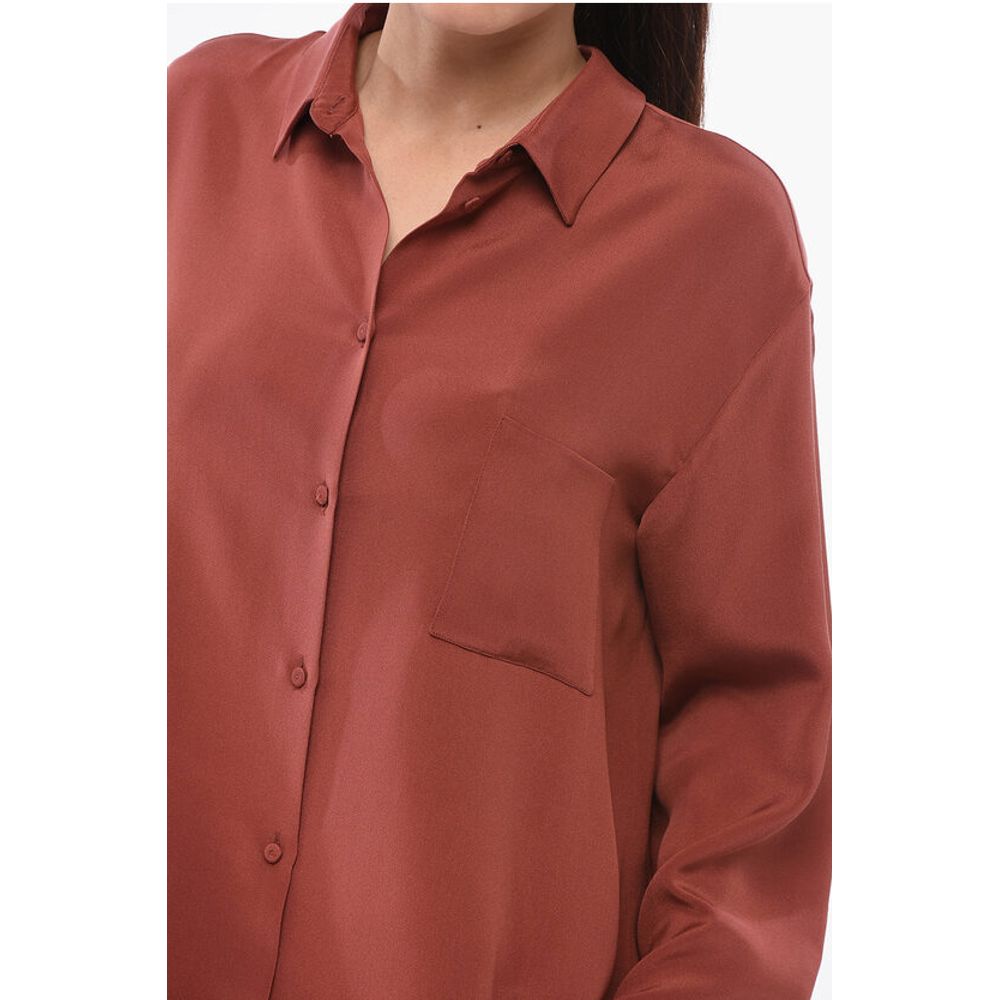 Super Blond Silk Oversized Shirt with Asymmetric Hem