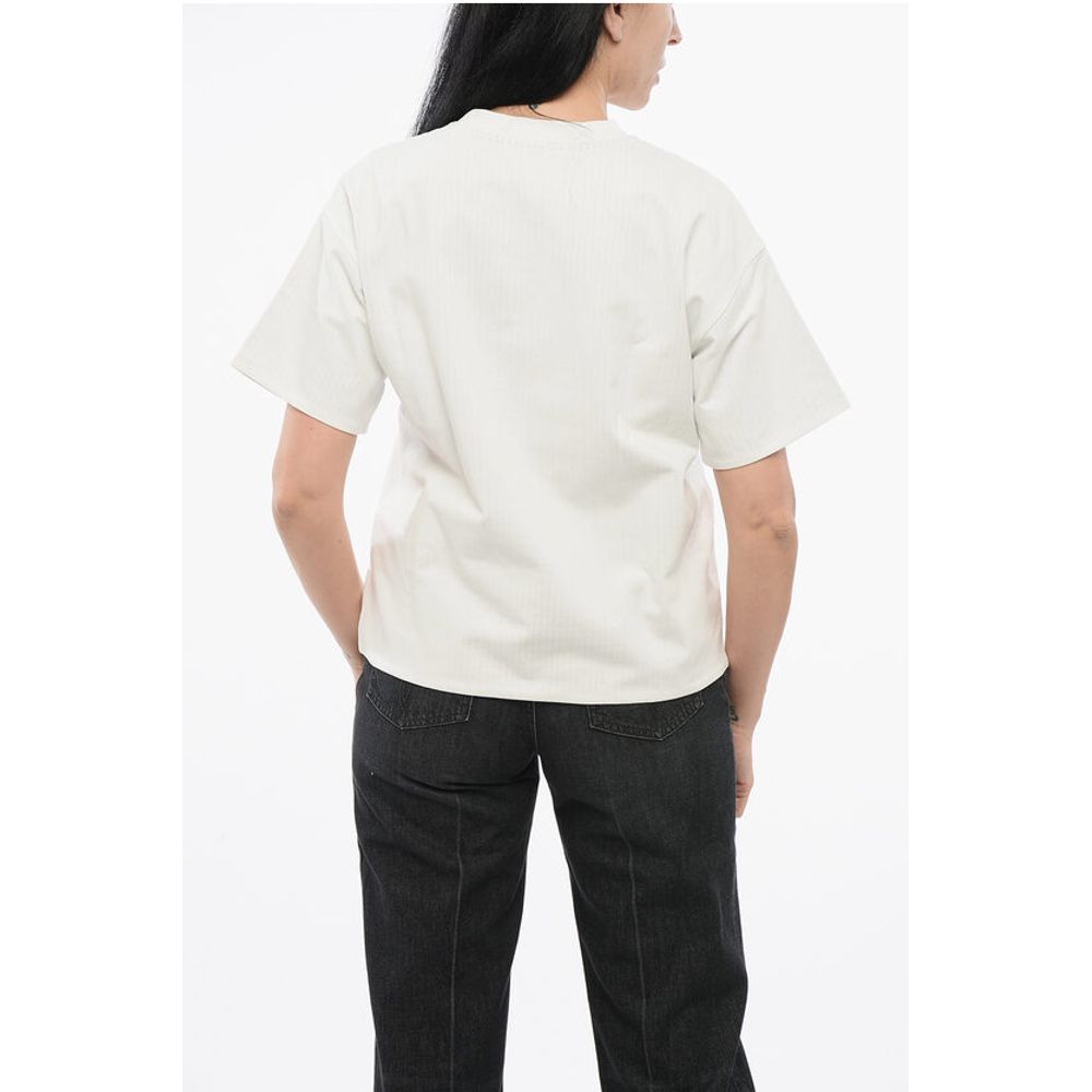 Bottega Veneta Crew Neck Cotton T-Shirt with Popeline Lining