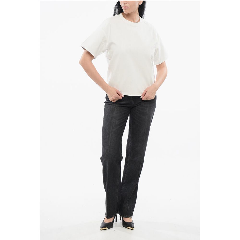 Bottega Veneta Crew Neck Cotton T-Shirt with Popeline Lining