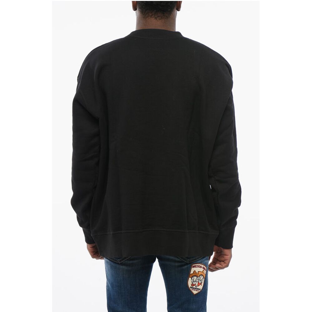 Dsquared² Crew Neck RAINBOW LEAF Fleeced Cotton Sweatshirt