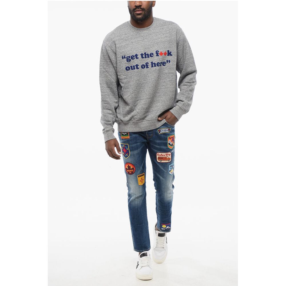 Dsquared² Crew Neck OUT OF HERE Brushed Cotton Sweatshirt