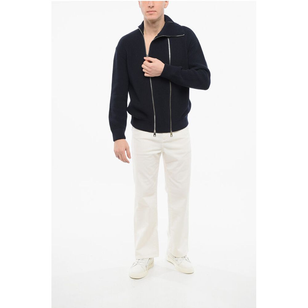 Bottega Veneta Cotton Blend DB ZIP-UP Pullover with Double Front Zip