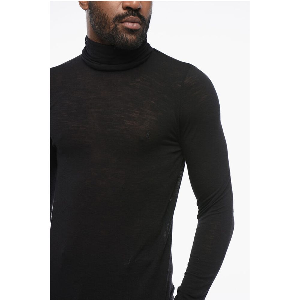 Saint Laurent Extrafine Stretch Wool Sweater with Turtleneck
