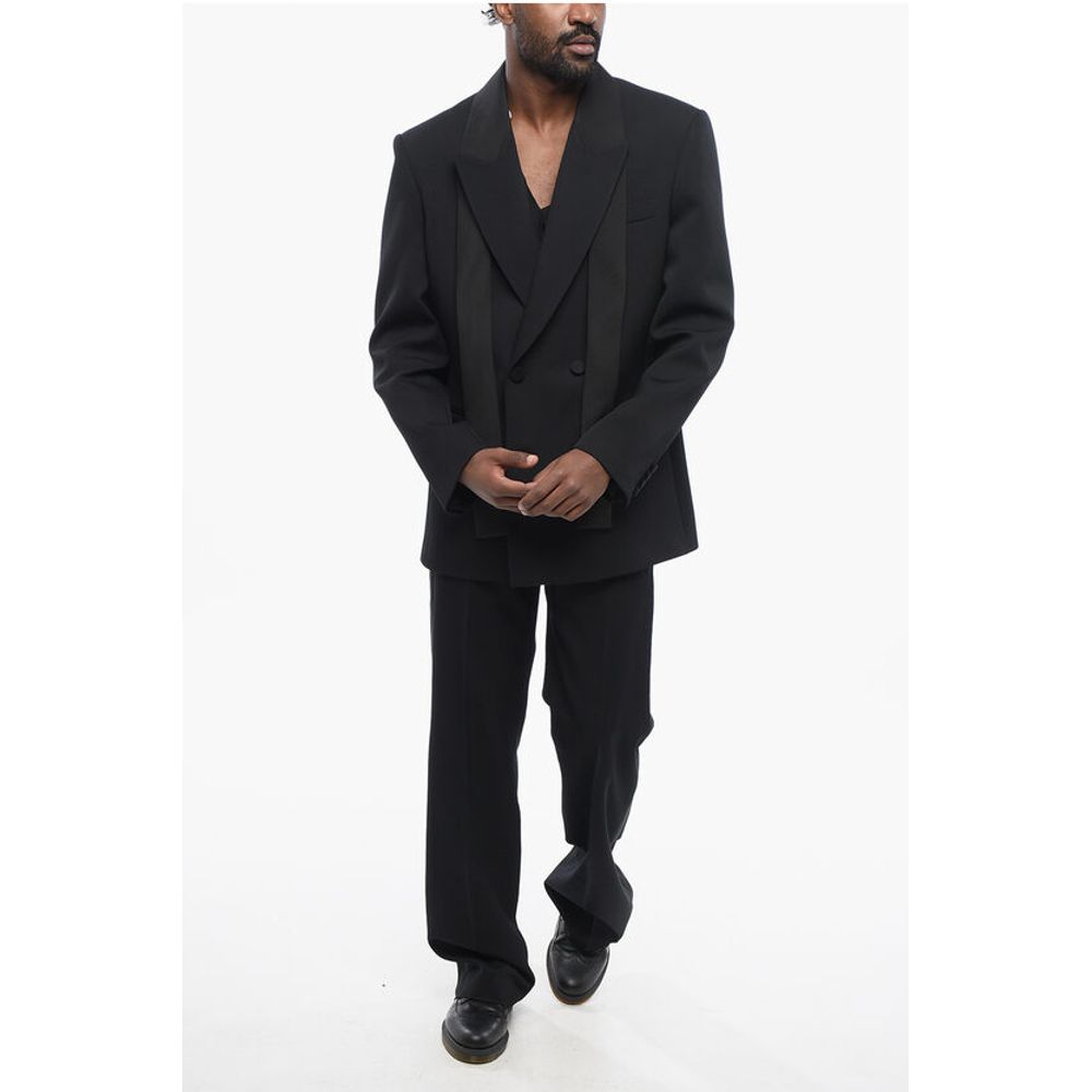 Valentino Double-breasted Virgin Wool Blazer with Tie Detail