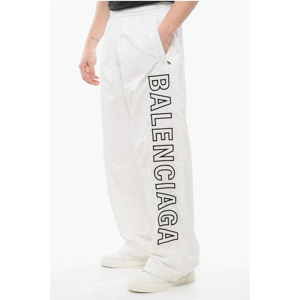 Balenciaga Elastic Waistbanded Wide Leg Pants with Embroidered Logo