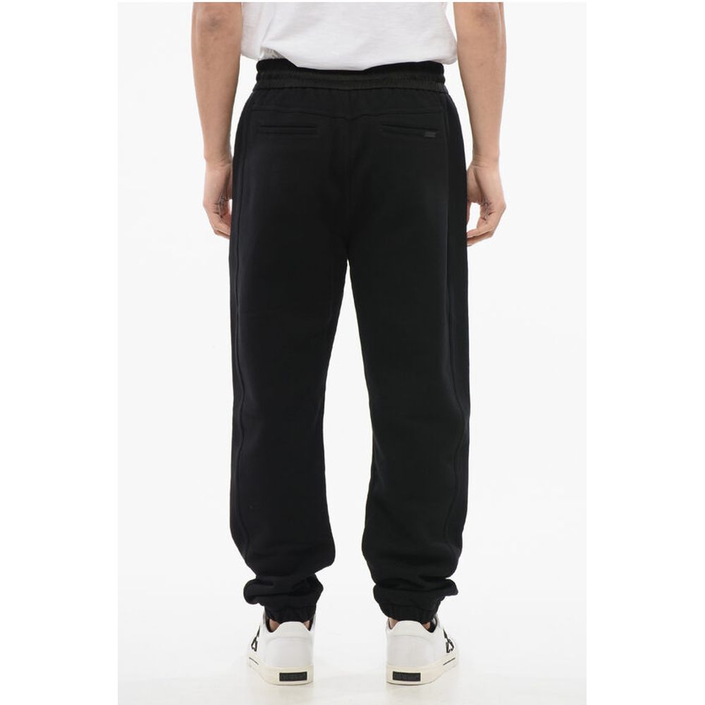 Saint Laurent Cuffed Fleeced Cotton Sweatpants with Nylon Detail