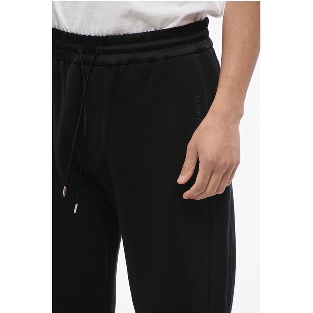 Saint Laurent Cuffed Fleeced Cotton Sweatpants with Nylon Detail