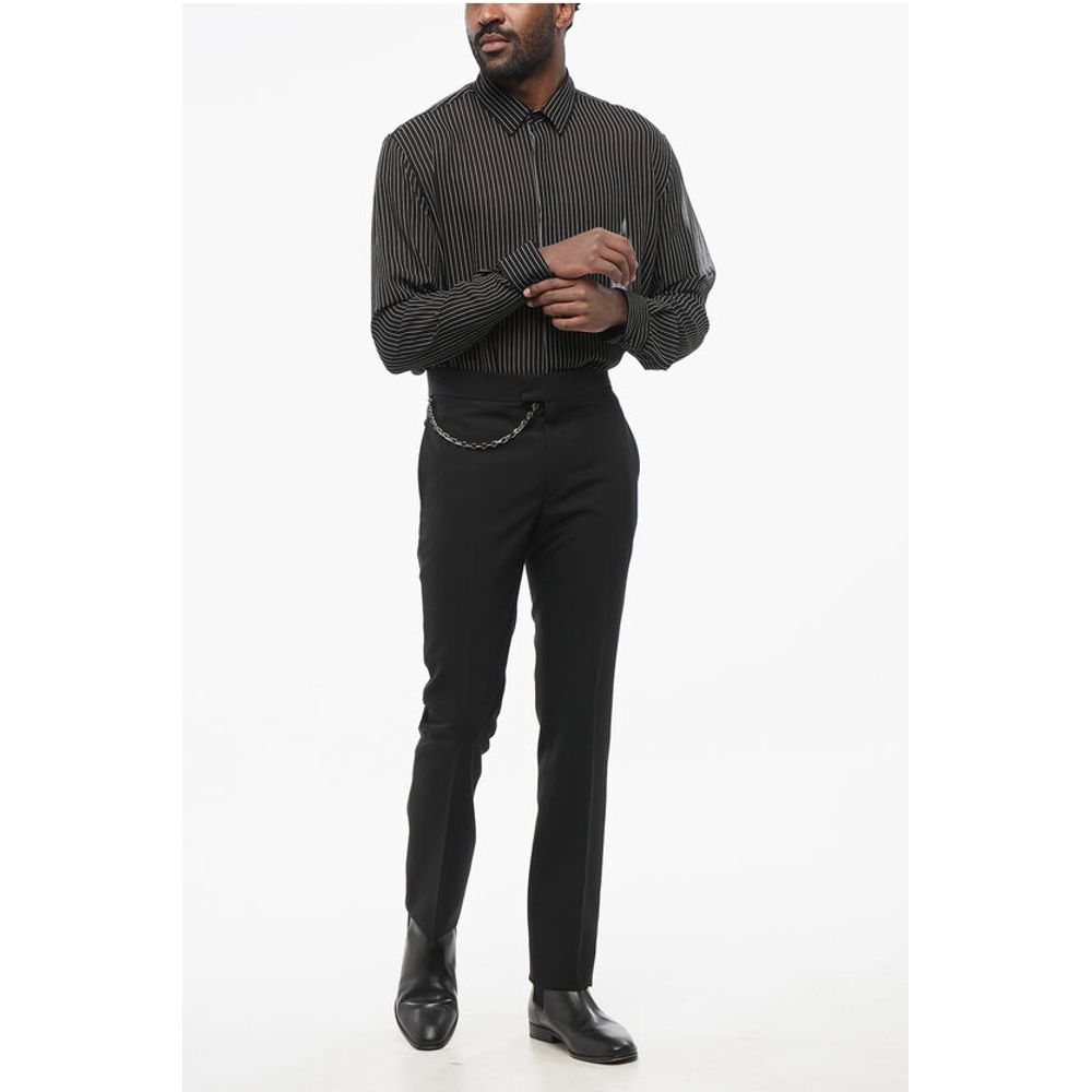 Givenchy 4-Pocketed Virgin Wool Pants with Chain Detail