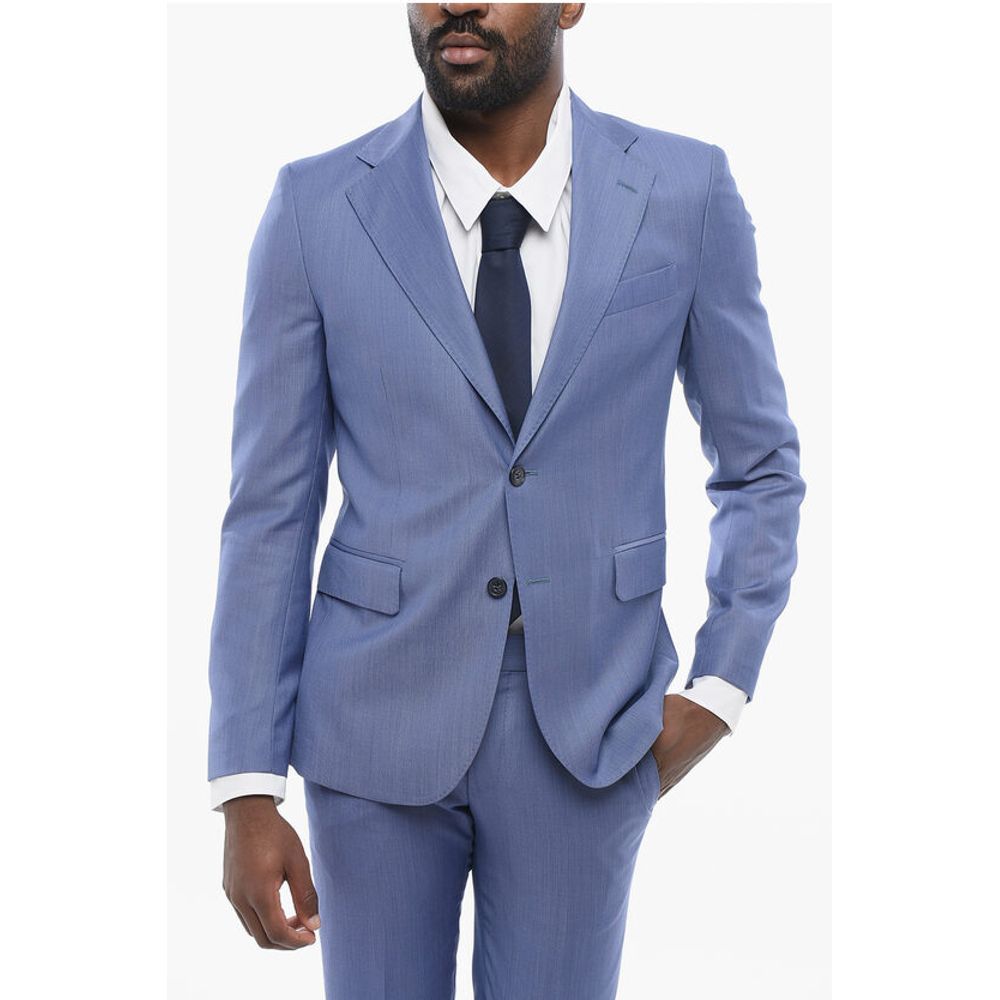 Brian Dales Bird's Eye Wool Suit with Flap Pockets