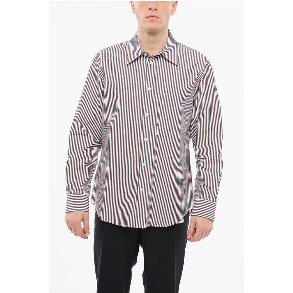 Bottega Veneta Awning Striped Cotton Shirt with Breast-pocket