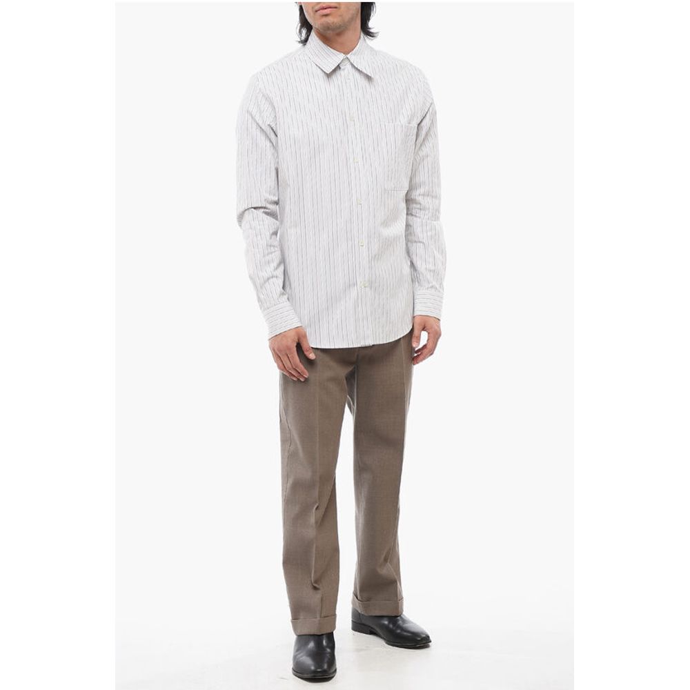 Bottega Veneta Hairline Cotton Shirt with Breast-pocket