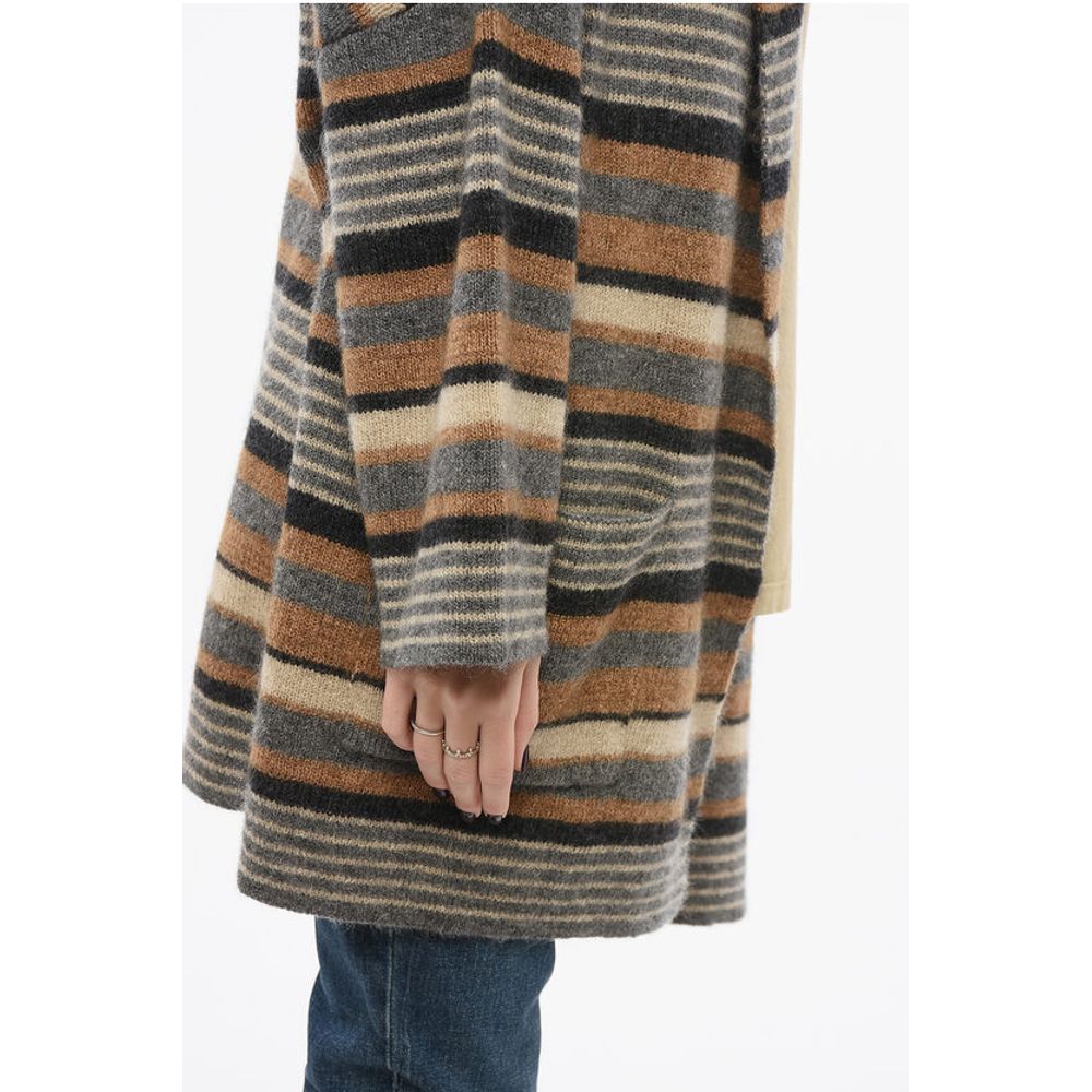 Woolrich Striped Wool Blend Maxi Cardigan with Hood