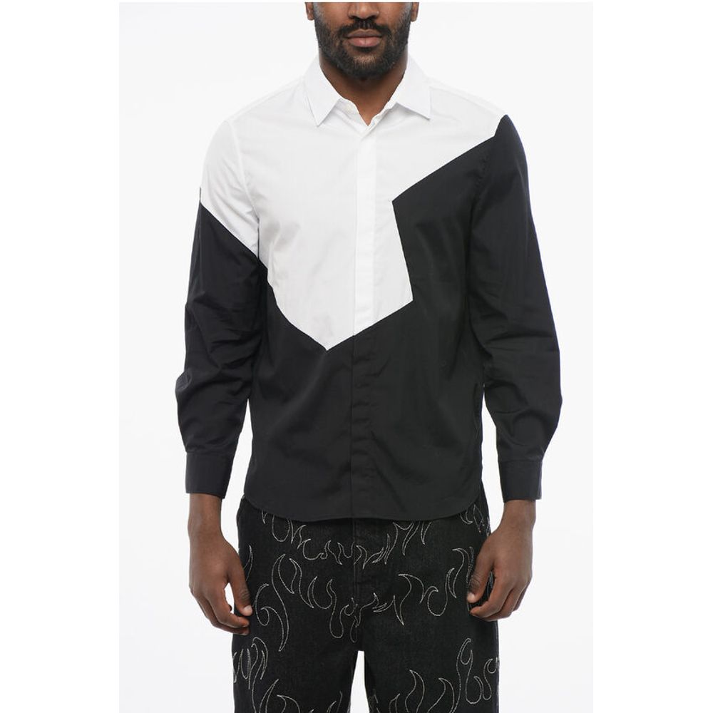 Neil Barrett Two-Tone Loose Fit Shirt with Spread Collar