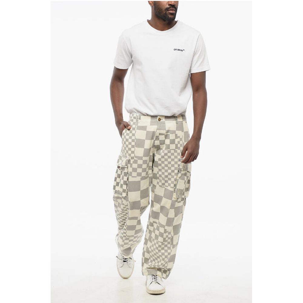 ERL Distressed Effect Two-Tone Checked Cargo Pants