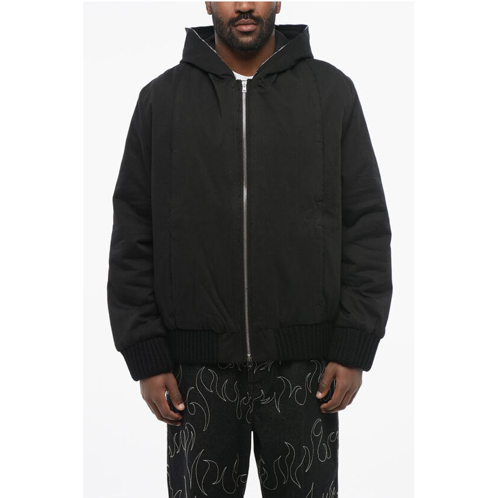 Airei Cotton Padded Jacket with Hood and Knit Edge