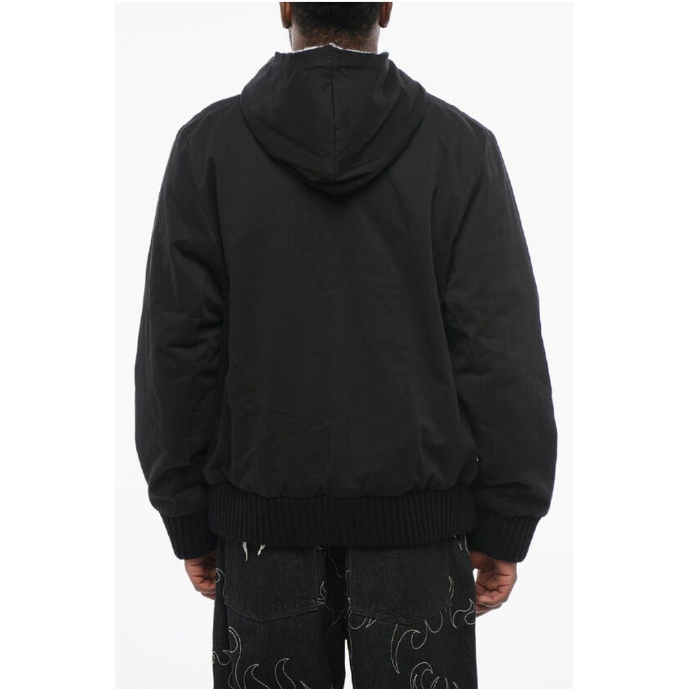 Airei Cotton Padded Jacket with Hood and Knit Edge
