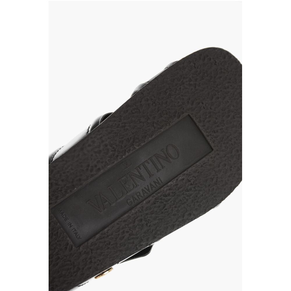 Valentino Leather Criss Cross Sliders with Rubber Sole