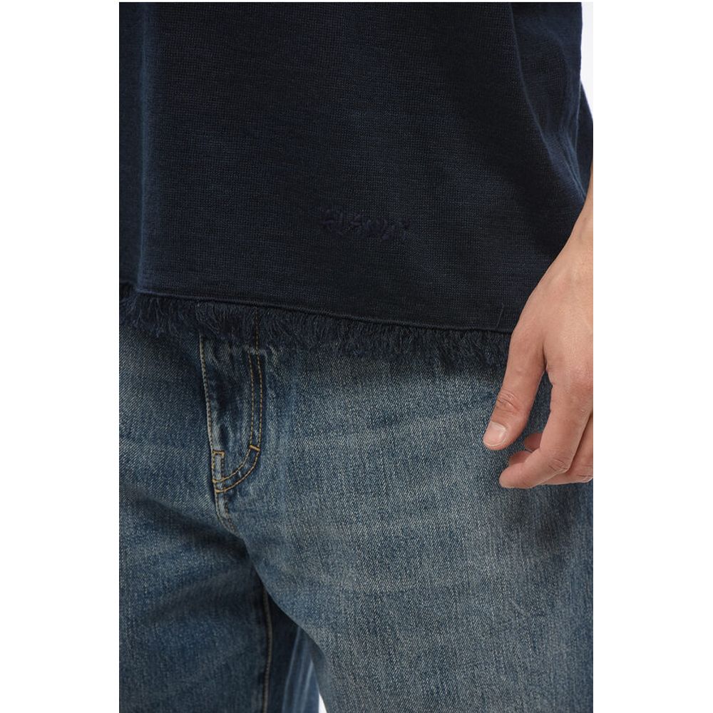 Alanui Linen Crew-neck T-Shirt with Frayed Hem