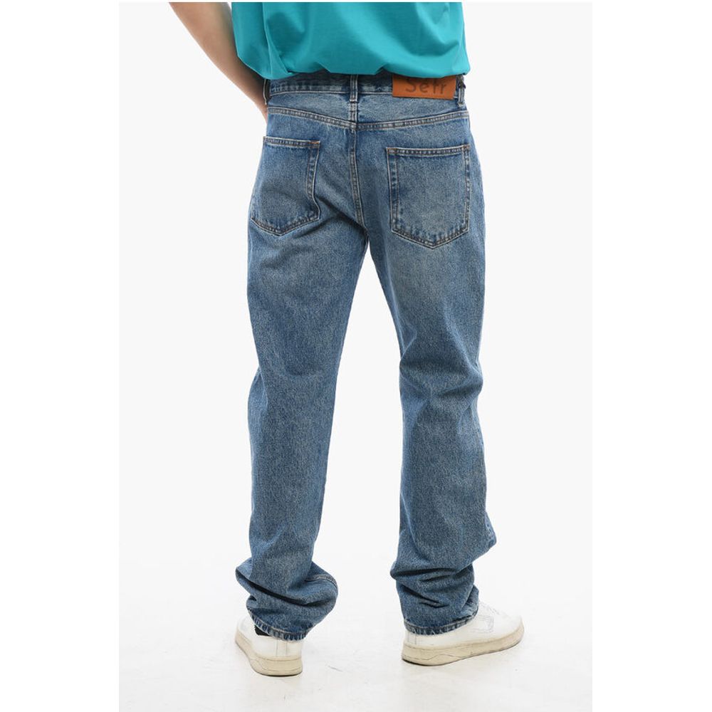 Straight Cut Jeans With Visible Stitching 21cm