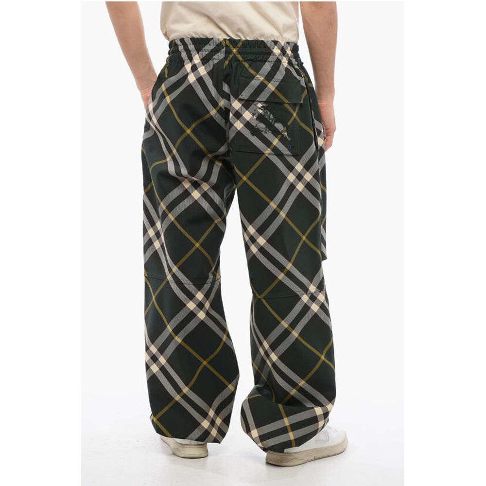 Burberry Tartan Patterned Nylon Sweatpants with Drawstringed Ankle