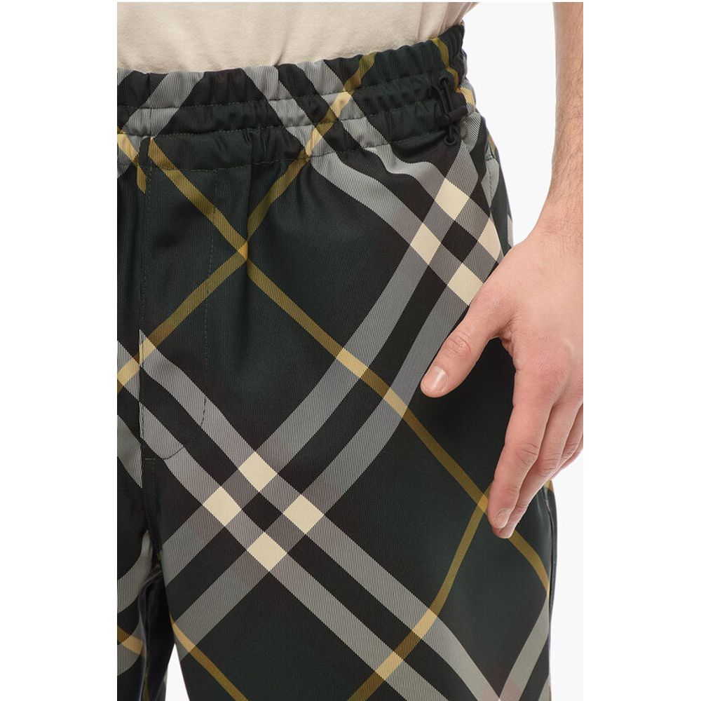 Burberry Tartan Patterned Nylon Sweatpants with Drawstringed Ankle