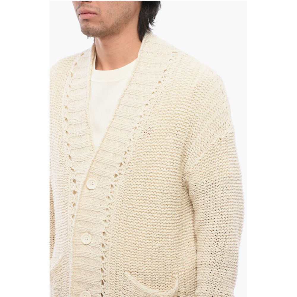 Roberto Collina V-Neck Perforated Cotton Cardigan