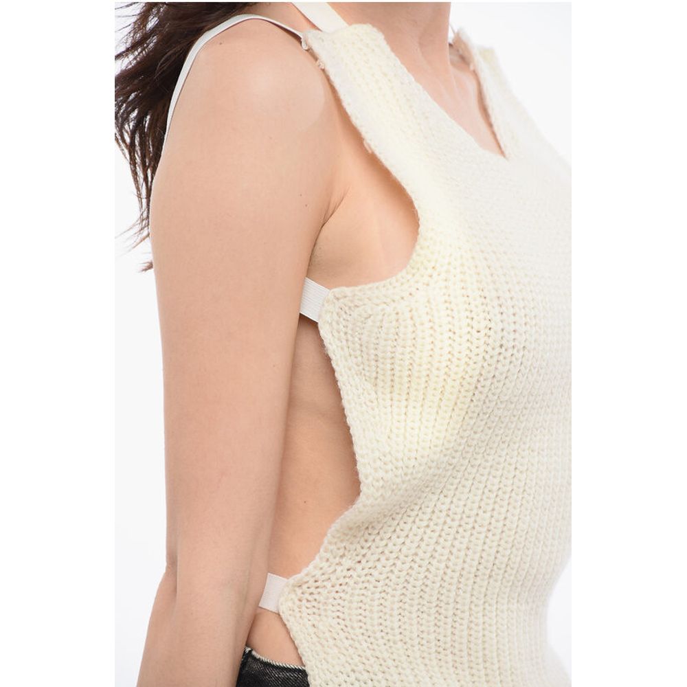 Maison Margiela MM6 Bare Back Knitted Top with Fringed Hem
