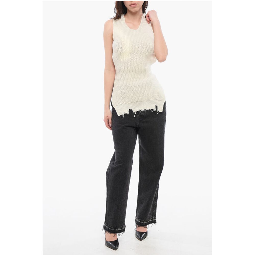 Maison Margiela MM6 Bare Back Knitted Top with Fringed Hem
