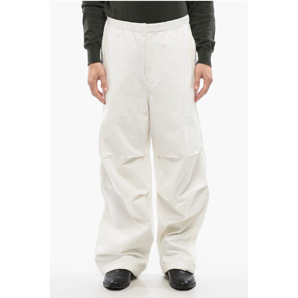 Jil Sander Twill Cotton Baggy Fit Pants with Elastic Waistband