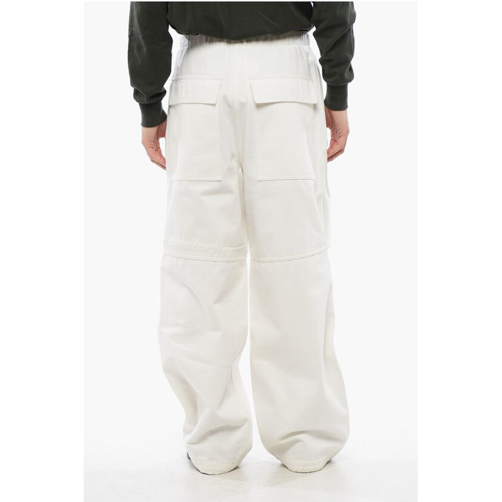Jil Sander Twill Cotton Baggy Fit Pants with Elastic Waistband