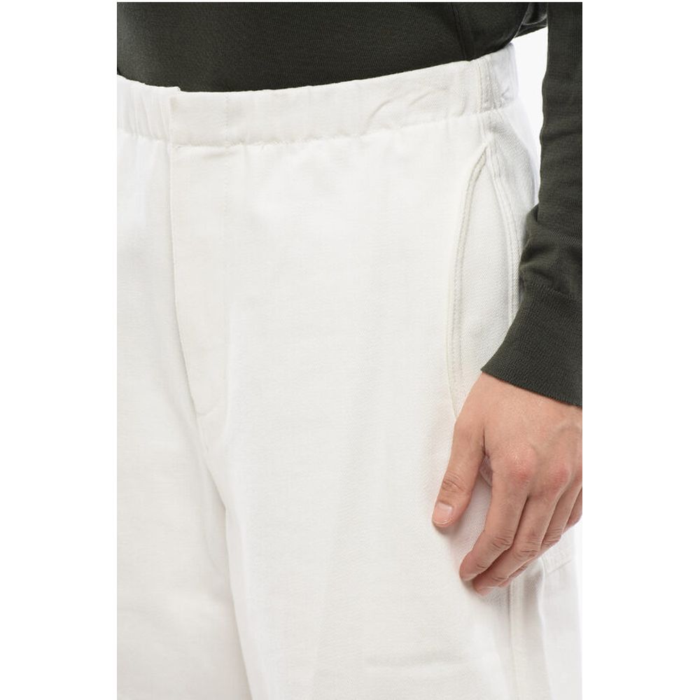 Jil Sander Twill Cotton Baggy Fit Pants with Elastic Waistband