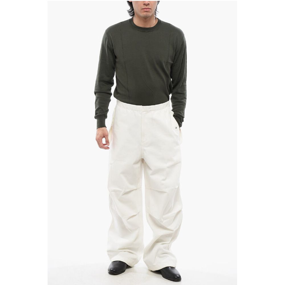 Jil Sander Twill Cotton Baggy Fit Pants with Elastic Waistband